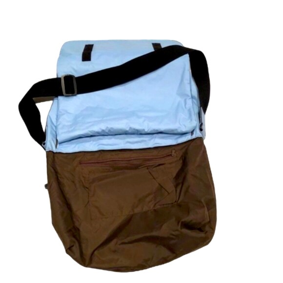 Massimo Sky Blue with brown trim water resistant messenger Bag Sz 14”x12”x3” - Picture 5 of 11
